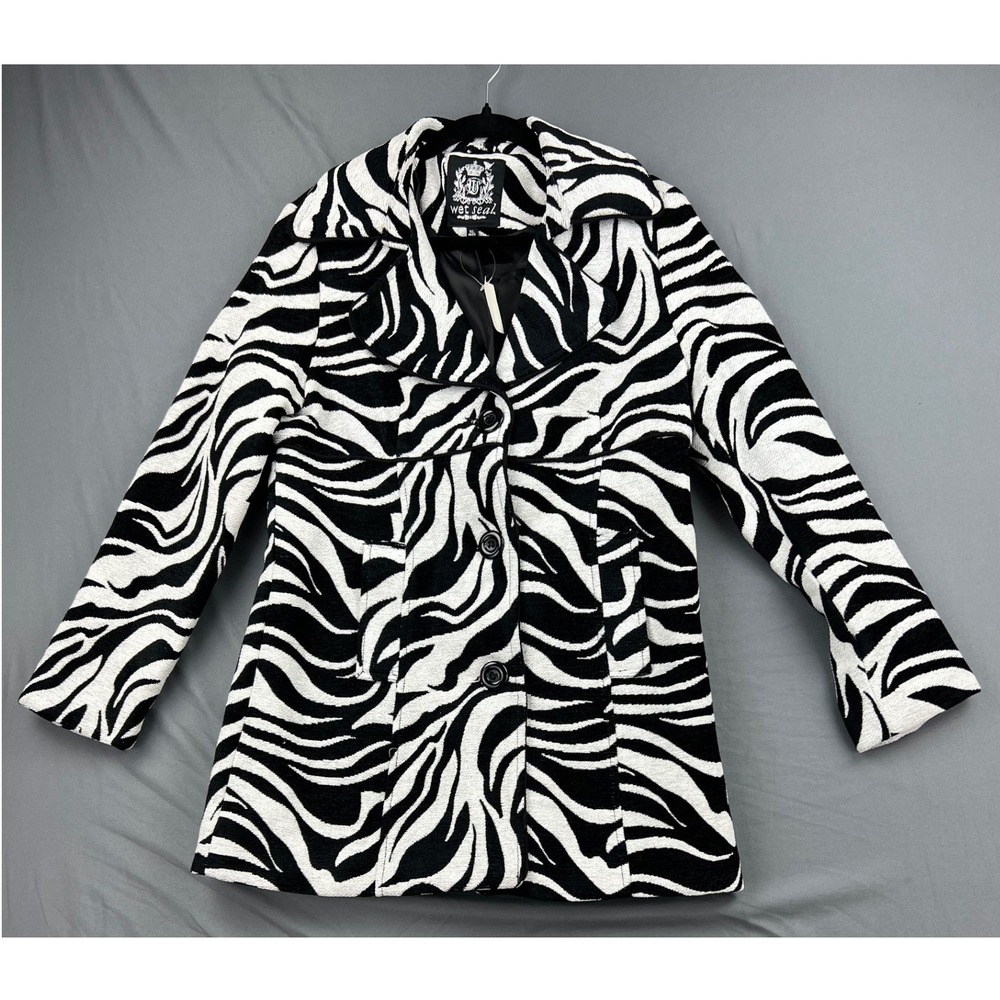 Wet Seal Jacket Womens XL Zebra Jaq Topper Black White Animal Print Coat NWT